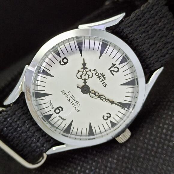 Fortis Other - Vintage 1972 Fortis Manual Mens Silver Watch W/daydate & Black accents